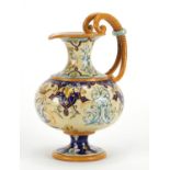 Italian Majolica ewer hand painted with a swan, fish and stylised foliage, inscribed Blois E Balon