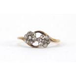 18ct gold diamond double flower head ring, size M, approximate weight 2.4g : For Further Condition