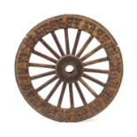 Large antique Chinese ceremonial carriage wheel, 111cm in diameter : For Further Condition Reports