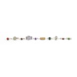 Ten silver semi precious stone rings, various sizes, approximate weight 32.4g : For Further