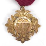 9ct gold St John's Hill Lodge Masonic jewel, awarded to Bro W J Wassell, approximate weight 9.6g :