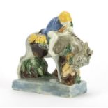 Stella R Crofts hand painted pottery model of a figure on donkey, 18.5cm high : For Further