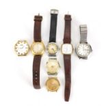 Seven vintage gentleman's wristwatches including Montine, Savoy Electronic and Oris : For Further