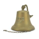 Titanic style ships bell, 20cm high : For Further Condition Reports and Live Bidding Please Go to