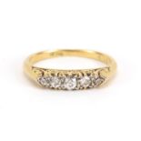 18ct gold diamond five stone ring, size O, approximate weight 3.7g : For Further Condition Reports