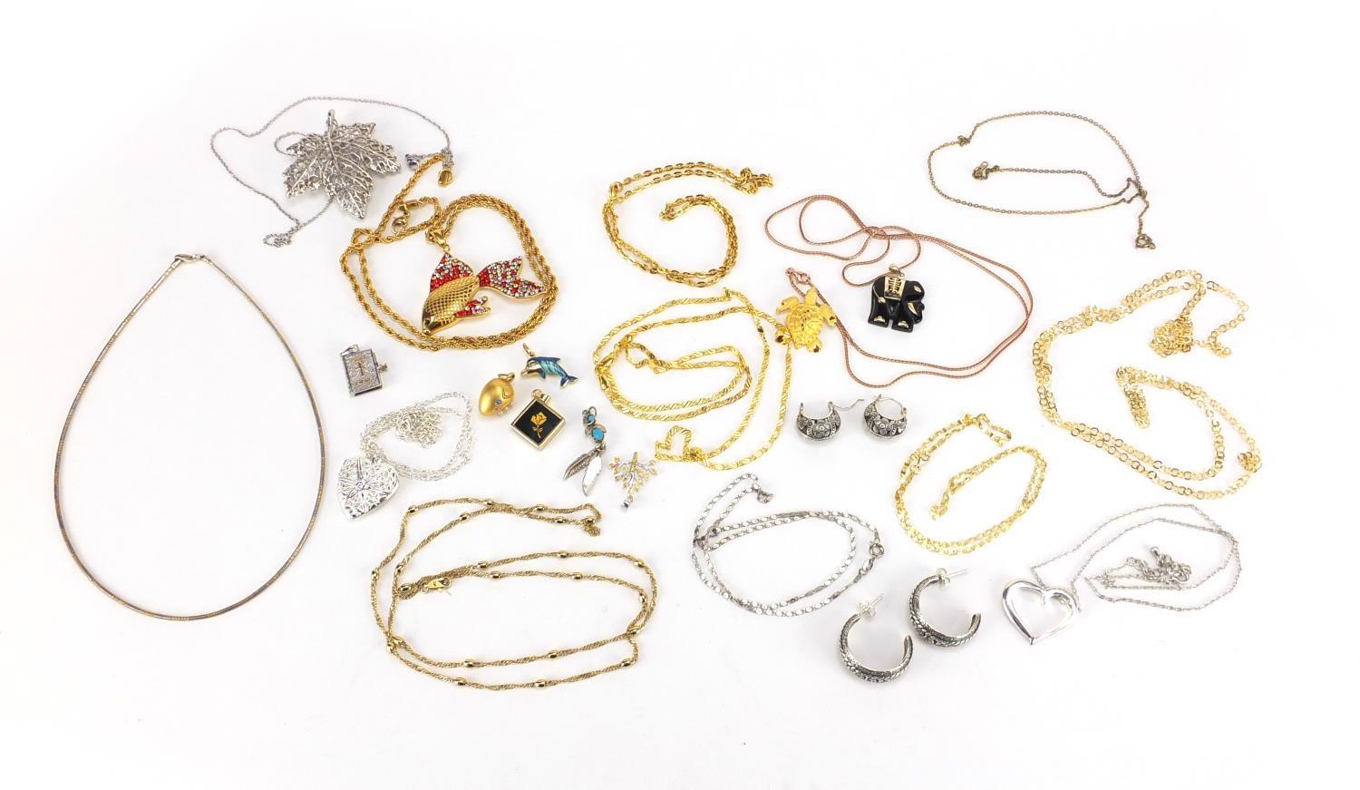 Costume jewellery including silver earrings, pendants and necklaces : For Further Condition - Image 2 of 8