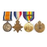 British Military World War I trio with cap badge, awarded to 30406PNR.H.L.ALSOP.R.E : For Further