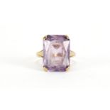 Large 9ct gold amethyst ring, size L, approximate weight 4.0g : For Further Condition Reports and