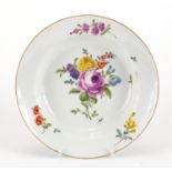 19th century Meissen soup bowl, hand painted with flowers, cross sword marks to the base, 22cm in