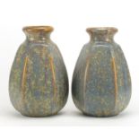 Large pair of French art pottery vases, possibly by Pierrefonds, each having a crystalline glaze,