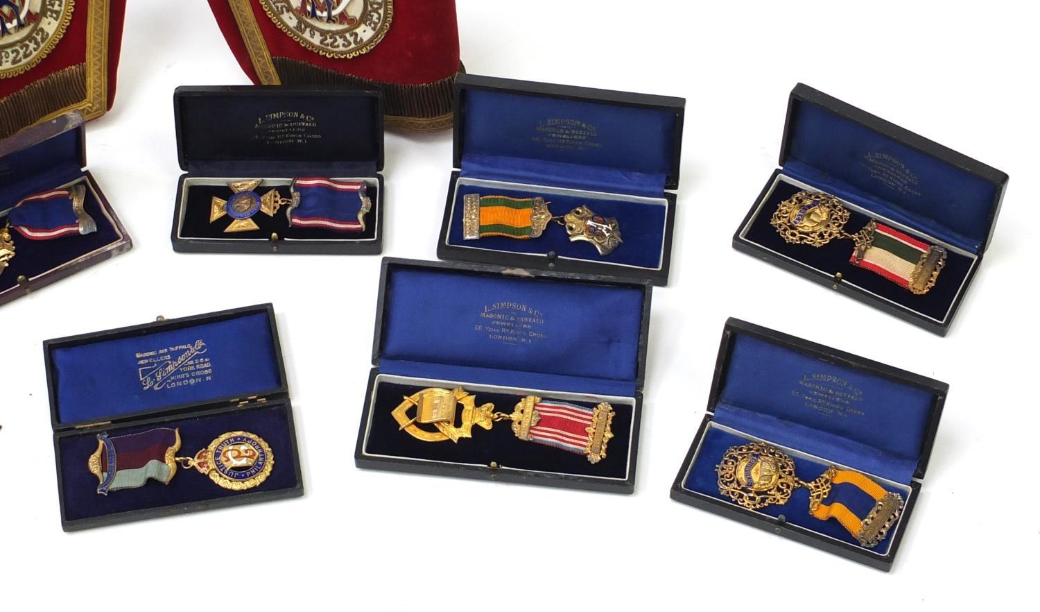 Royal Order of Buffalos jewels and sashes relating to K T W H Jenkins including seven silver jewels, - Image 4 of 24