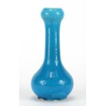 Chinese blue glazed garlic neck stoneware vase, 25.5cm high : For Further Condition Reports Please