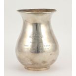 Indian silver vase, engraved Presented by Shri Sri Prakasa Governor on Madras, impressed marks to