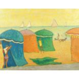Continental beach scene, oil on canvas, bearing an indistinct signature possibly Van Dongen, framed,