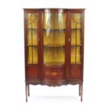 Edwardian inlaid mahogany bow front china cabinet, 172cm H x 113cm W x 47cm D : For Further