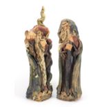 Two pottery wizards by Joy Pamphilon, the largest 48cm high : For Further Condition Reports and Live