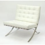 Chrome Barcelona chair, designed by Ludwig Mies van der Rohe and Lilly Reich, 74cm high : For