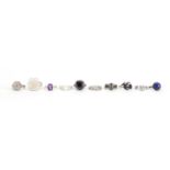 Ten silver semi precious stone rings, various sizes, approximate weight 36.0g : For Further