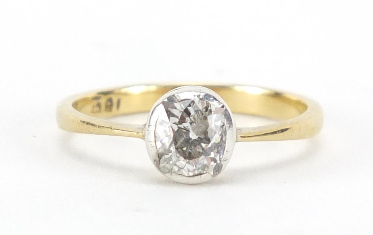 18ct gold diamond solitaire ring, size I, approximate weight 1.7g : For Further Condition Reports