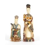 Two Chinese part stained carved ivory figural snuff bottles, the largest 10cm high : For Further