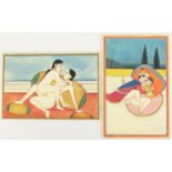 Two Indian Mughal school erotic ivorine panels, each 15cm x 10cm : For Further Condition Reports and