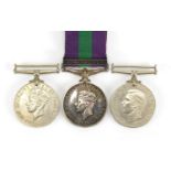 British Military World War II general service medal with Palestine bar and two others, the general