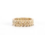 Designer unmarked gold diamond two row eternity ring, size M, approximate weight 5.0g : For