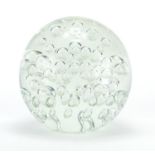 Large clear glass paperweight with internal bubbles, 19cm high : For Further Condition Reports and