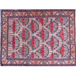 Rectangular Iran Afshar rug, having an all over stylised design, 145cm x 117cm : For Further