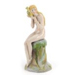 German Art Deco figurine of a nude female by Katzhutte, factory marks to the base, 22cm high : For