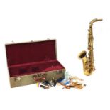 The Buescher Aristocrat by Elkhart lacquered saxophone, with fitted case : For Further Condition