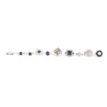 Ten silver semi precious stone rings, various sizes, approximate weight 39.3g : For Further