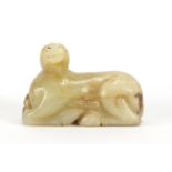 Chinese pale green and russet jade carving of a horse, 8cm in length : For Further Condition Reports