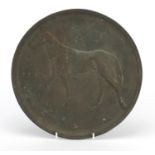 Bronze plaque cast with a horse, 26.5cm in diameter : For Further Condition Reports and Live Bidding