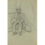Portrait of a man seated, Irish school pencil, bearing a signature Williem Conor, framed, 45cm x