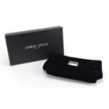 Giorgio Armani black velvet clutch bag with box, 31.5cm wide : For Further Condition Reports and