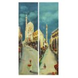 G Birch - Arab street scenes, pair of watercolours, both with Stacy Marks labels verso, mounted