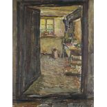 Interior scene, oil on board, bearing a signature, W Hayward, framed, 43.5cm x 32.5cm : For