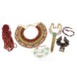 Middle Eastern necklaces including coral and polished stones : For Further Condition Reports and