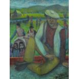 Seated sailor, oil onto canvas, bearing a signature D O'Neill, framed, 45cm 34cm : For Further