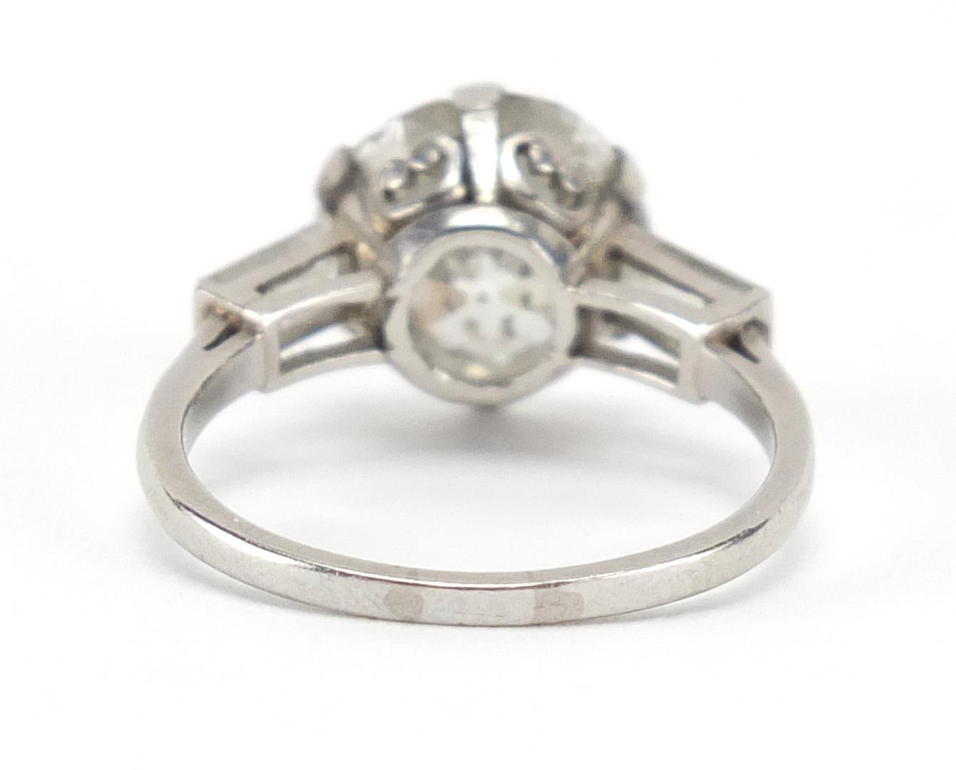 Platinum diamond solitaire ring (approximately 3.00ct) with diamond shoulders , approximate weight - Image 5 of 8