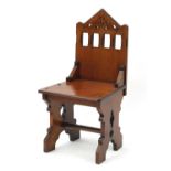 Gothic design walnut hall chair, 90cm high : For Further Condition Reports and Live Bidding Please