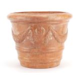 Roman style terracotta vessel decorated in relief with swags, 24cm high : For Further Condition
