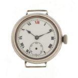 Military interest Pilot trench watch with silver Francis Borgel case, numbered 303970, 3.4cm in