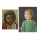 Attributed to Fred Appleyard - Head and shoulders portraits, of young children, two oils, framed,