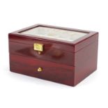 Rolex cherry wood dealer display box with base drawer, 16cm H x 29cm W x 21cm D : For Further
