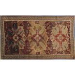 19th century Rectangular Caucasian rug, 198cm x 126.5cm : For Further Condition Reports and Live