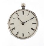 Victorian gentleman's silver George Brown open face pocket watch, with fusee movement, the case