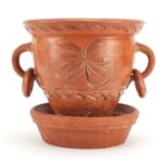 Roman style terracotta vase with ring handles, 27cm high : For Further Condition Reports and Live