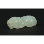 Good Chinese pale celadon jade carving of a Foo Dog, 5.5cm in length : For Further Condition Reports